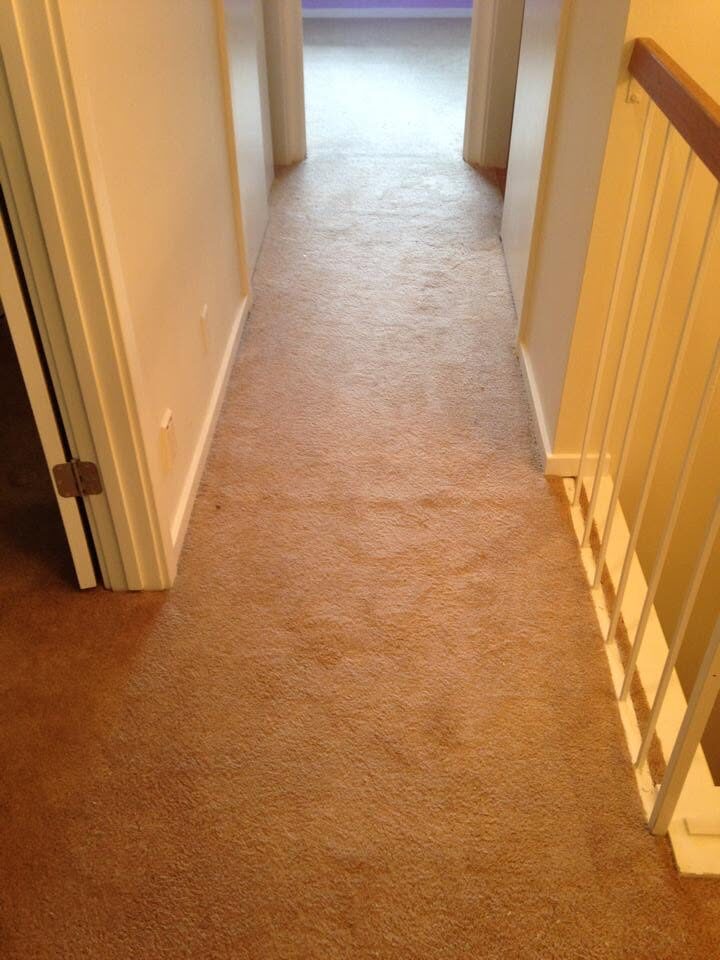 Hallway carpet sitting flat after professional restretching
